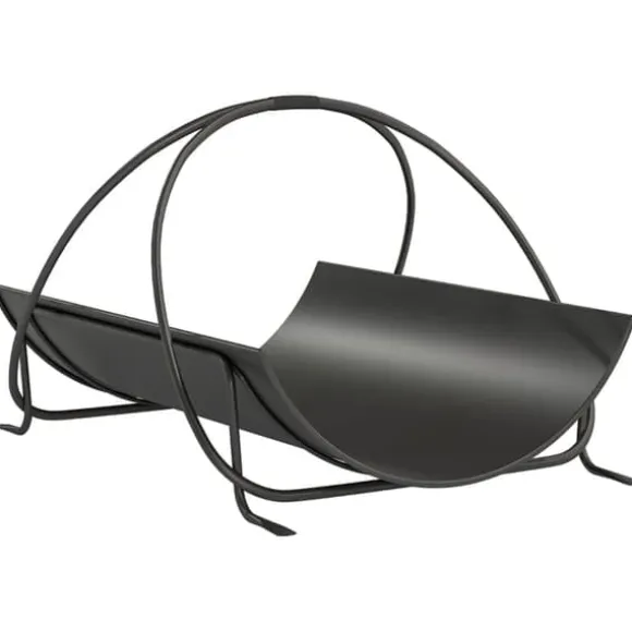 Brændestativ til indendørs brug 51×38×33 cm, geometrisk design med håndtag, metal, sort