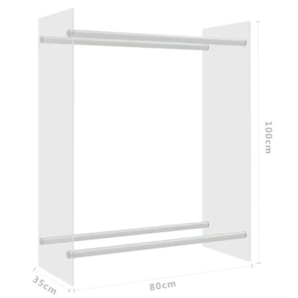 Brændestativ 80x35x100 cm hærdet glas transparent - Brændeholder - Brændeholdere - Home & Living