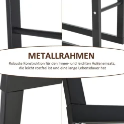 Brændestativ, 40x25x150 cm, Sort