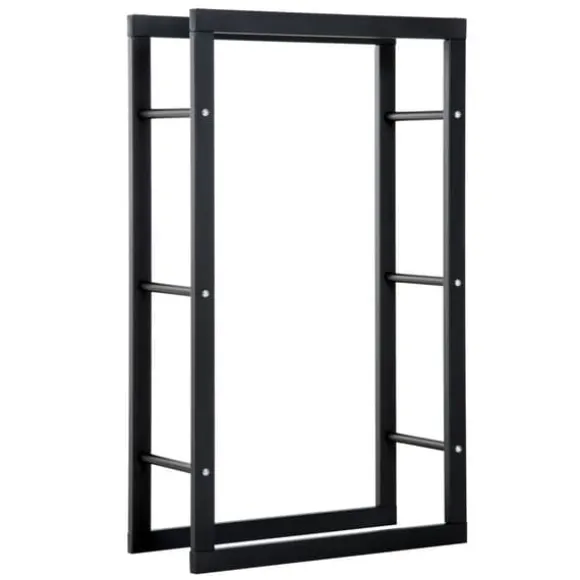 Brændestativ, 60x25x100 cm, Sort, Metal