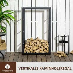 Brændestativ, 60x25x100 cm, Sort, Metal