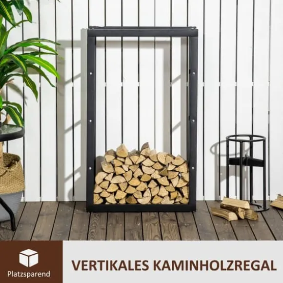 Brændestativ, 60x25x100 cm, Sort, Metal