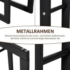 Brændestativ, 60x25x100 cm, Sort, Metal