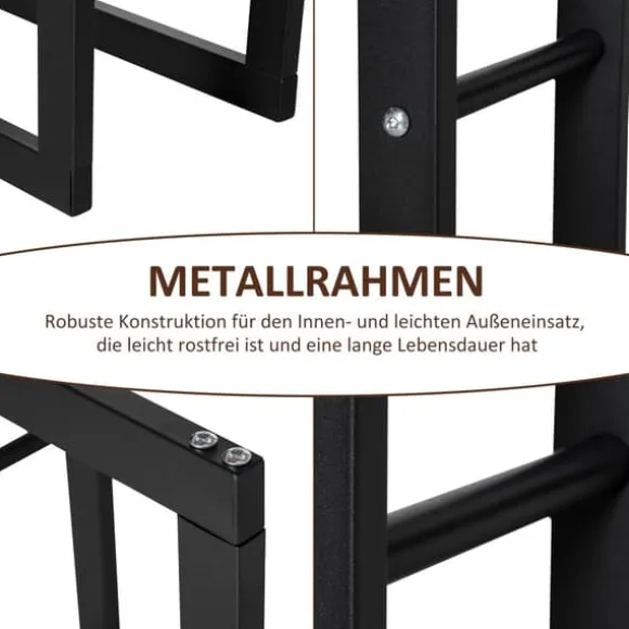 Brændestativ, 60x25x100 cm, Sort, Metal