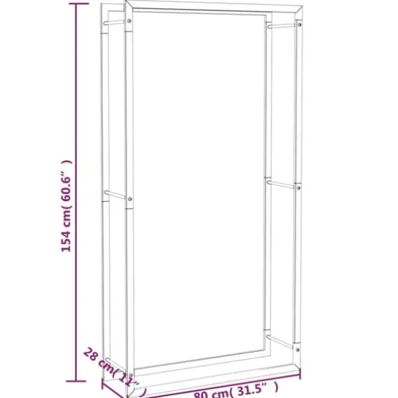 Brændestativ 80x28x154 cm stål matsort - Brændestativ - Brændestativer - Home & Living