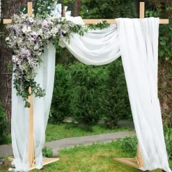 Bryllupsbue i træ - Baggrundsstativ espalier/pergola - 3 x 3 m - Str. L - Naturtræ - Lysegul