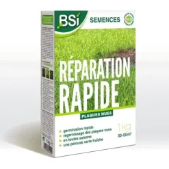 BSI - Græsfrø - Hurtig reparation - Med beskyttende belægning - Meget høj kvalitet - Op til 50m² - 1 kg