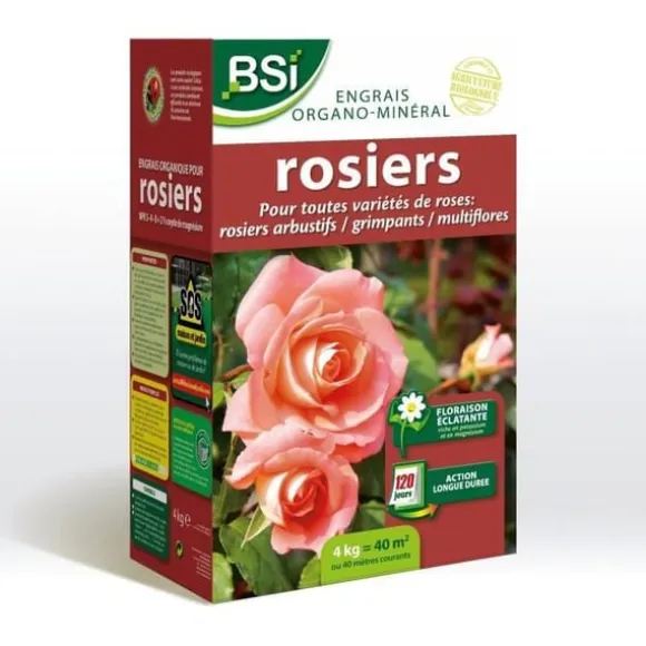 BSI - Organisk gødning - Til alle typer roser - Strålende blomstring - Langtidsholdbar - 4 kg - 40 m²