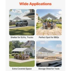 Carport erstatningsoverdækning 6x3,43x2,87 m grå, vandtæt, PE-materiale