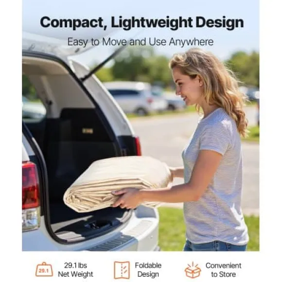 Carport erstatningsoverdækning 6,09x3,05x2,87 m beige, vandtæt, PE-materiale