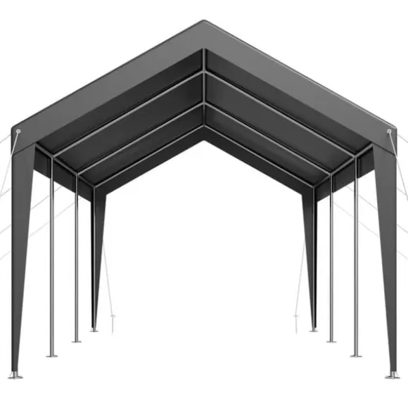Carport Overdækning 3,5 x 6,5 m, Kraftigt Bærbart Biloverdækningstelt, Grå Farve