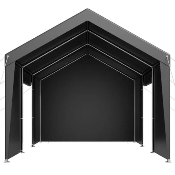 Carport Overdækning 3,5x6,5 m, Kraftig Overdækning, med Sidevægge i Hvid Farve