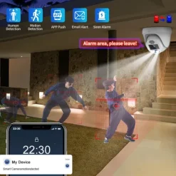 CCTV Kamera, 8MP, H.265 Kompression, To-vejs Lyd, Nattesyn, POE Funktionalitet