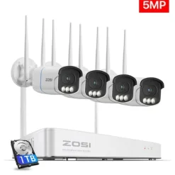 CCTV Sikkerhedskamera System, 4K Ultra HD, Nattesyn Teknologi,5MP 4PCS kameraer, 1T