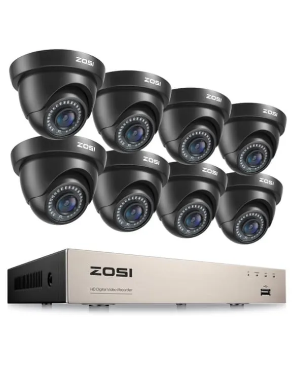 CCTV Sikkerhedskamera System, 8 Kanal HD 1080P, Vandtæt IR Filter, Sort Kamera, Ingen