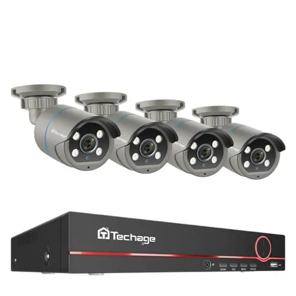 CCTV Sikkerhedssystem, 4MP HD Opløsning, To-vejs Lyd, , 8CH NVR 4 Cameras, 3T(户外运动)