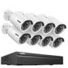 CCTV Sikkerhedssystem, 5MP/3MP Opløsning, IP66 Vandtæt, 8PCS 5MP, Ingen