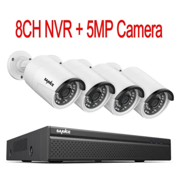 CCTV Sikkerhedssystem, 5MP/3MP Opløsning, IP66 Vandtæt, 4 stk 5MP, 2T