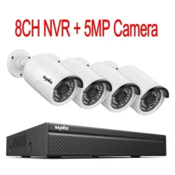 CCTV Sikkerhedssystem, 5MP/3MP Opløsning, IP66 Vandtæt, 4PCS 5MP, 4T
