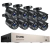 CCTV Videoovervågningssystem, 1080P opløsning, vandtæt nattevision, , None, With 8 Black Cameras