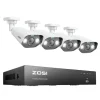 CCTV-system, 8MP opløsning, PoE NVR-kit,8CH NVR x 4Kameraer, 2T
