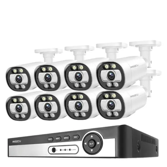 8CH NVR Sikkerhedskamera System, 4K Opløsning, AI Menneske Detektion,Ingen, 8CH NVR 8PCS KAMERA 5MP