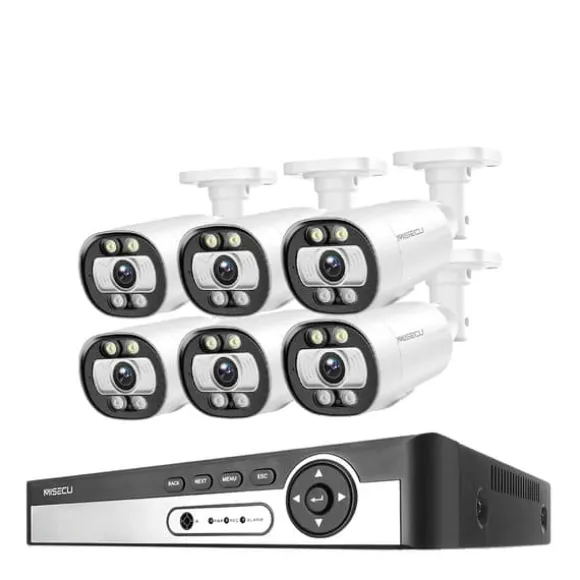 8CH NVR Sikkerhedskamera System, 4K Opløsning, AI Menneske Detektion,8CH NVR 6PCS KAMERA 5MP, 3T (udendørs sport)
