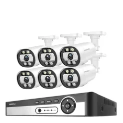 8CH NVR Sikkerhedskamera System, 4K Opløsning, AI Menneske Detektion,8CH NVR 6PCS KAMERA 5MP, 1T