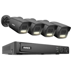 8CH Overvågningskamera System, 12MP Opløsning, Smart Menneske- og Køretøjsdetektion,8CH 4Pcs Kamera-d, 1T