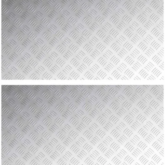 Checker plader 2 stk. Aluminium, Skridsikker og Vandafvisende | Størrelse: 100x50 cm | Farve: Sølv