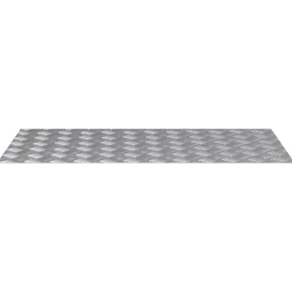 Checker plader 2 stk. Aluminium, Skridsikker og Vandafvisende | Størrelse: 100x50 cm | Farve: Sølv