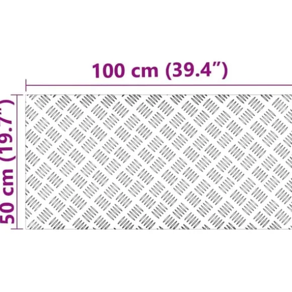 Checker plader 2 stk. Aluminium, Skridsikker og Vandafvisende | Størrelse: 100x50 cm | Farve: Sølv