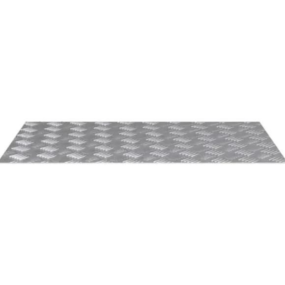 Checker plader i aluminium - Skridsikre trappetrin | Størrelse: 80x50 cm | Farve: Sølv