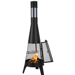 Chiminea Udendørs Brændeovn, 20 Tommer, Med Grillnet og Skorstensbelægning