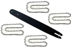 45cm / 1,3 mm / 3/8" / 62 TG Sværd + 4X kæde for Scheppach CSH 46 motorsav
