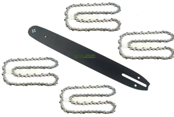 40cm 1,3 mm 3/8" 56 TG Sværd +4X kæde for ALKO KE40/16 BKS40/40 KB4000 KB4500