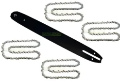 40cm 1,3mm 3/8" 57 TG Sværd + 4X kæde for Scheppach CSP41 / CSP 41 motorsav