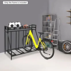 Cykelstativ - Fritstående gulvstativ - 4 Kroge - Opbevaring til hjem og garage - Pladsbesparende - Sort