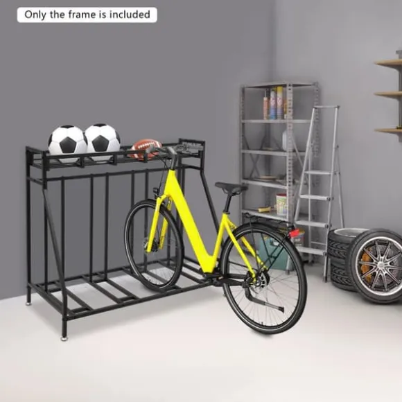 Cykelstativ - Fritstående gulvstativ - 4 Kroge - Opbevaring til hjem og garage - Pladsbesparende - Sort