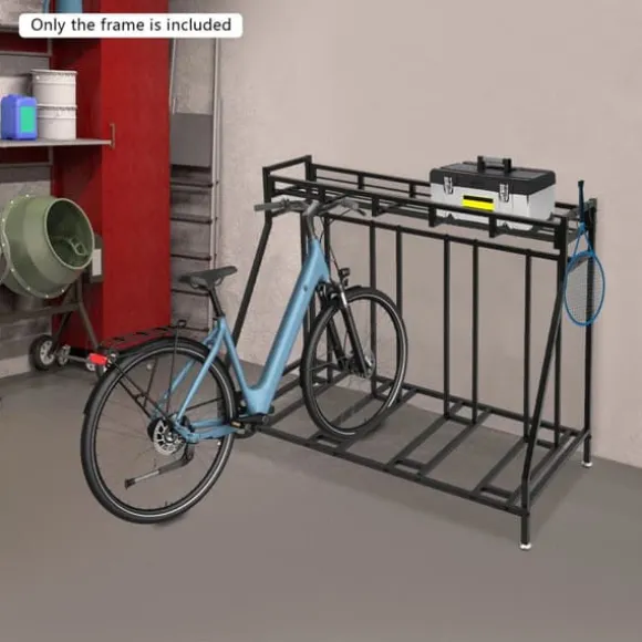 Cykelstativ - Fritstående gulvstativ - 4 Kroge - Opbevaring til hjem og garage - Pladsbesparende - Sort