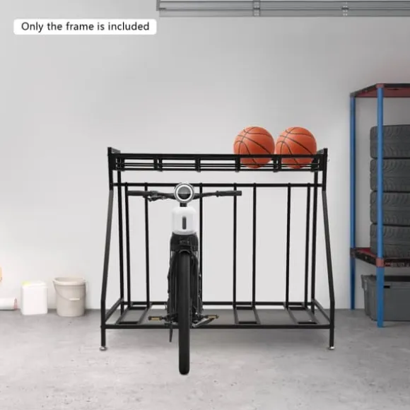 Cykelstativ - Fritstående gulvstativ - 4 Kroge - Opbevaring til hjem og garage - Pladsbesparende - Sort