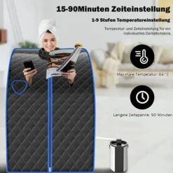 Dampsauna, 78x87x101 cm, Sort