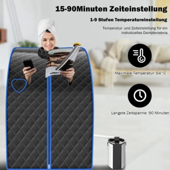 Dampsauna, 78x87x101 cm, Sort