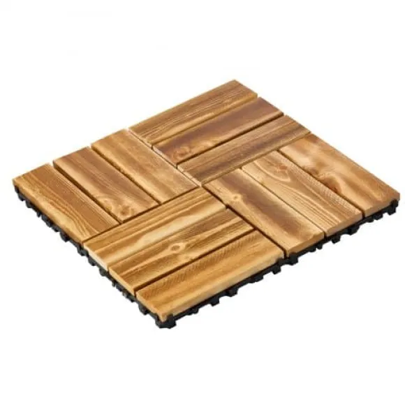 Deckfliser, Massivt træ, Sammenlåsende, 30x30x2 cm, Træ, Gulvbelægning