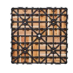 Deckfliser, Massivt træ, Sammenlåsende, 30x30x2 cm, Træ, Gulvbelægning