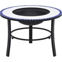 Dekorativt bålfad i mosaik - Keramik | Farve: Blå og Hvid | Diameter: 68 cm