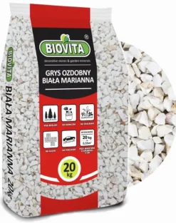 Dekorativt grus hvid marianna 8-16 mm 20 kg