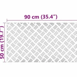 4-delt Aluminium Checker Plader - Skridsikre Trappetrin | Størrelse: 90x50 cm | Farve: Sølv