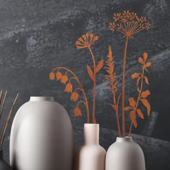 5-delt metalblomster havepinde – udendørs dekorative plantepinde, metalkunst til gård, græsplæne og blomsterbed