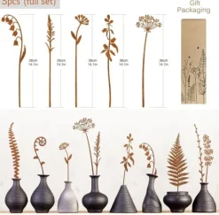 5-delt metalblomster havepinde – udendørs dekorative plantepinde, metalkunst til gård, græsplæne og blomsterbed